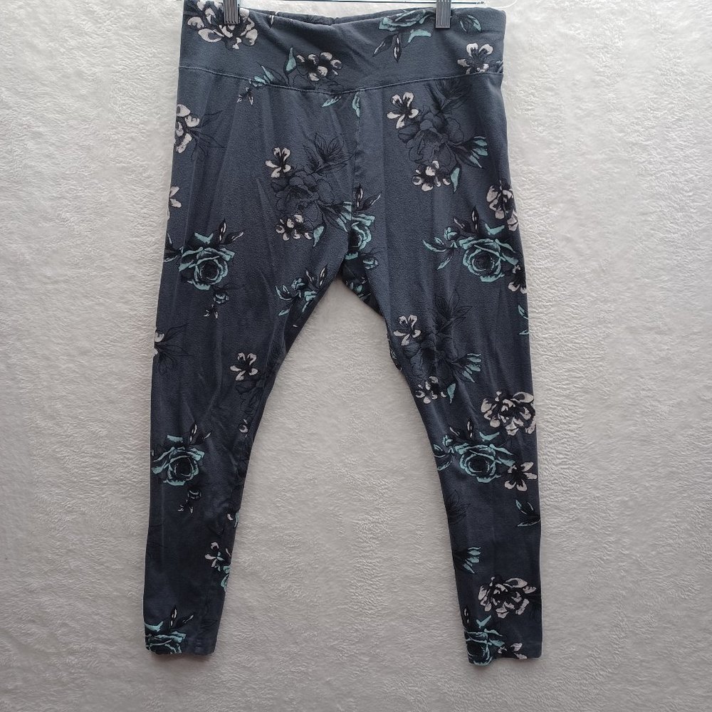 Justice Girls Floral Leggings 24 plus Gray blue